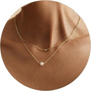 ⚡Pearl Necklace for Women White Gold-plated Dainty Pearl Necklace for Women